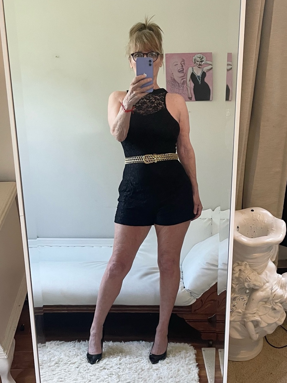 SANS SOUCI BLACK LACE HIGH WAIST SHORTS HOT PANTS POCKETS ZIPPER LINED STRETCH